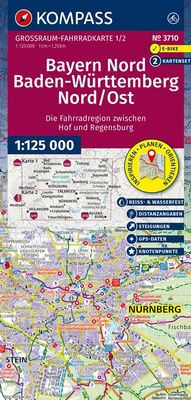Abbildung von: KOMPASS Großraum Fahrradkarte 3710 Bayern Nord, Baden-Württemberg Nord/Ost 1:125.000 - KOMPASS-Karten