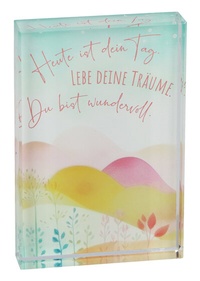 Abbildung von: Butzon & Bercker Glasquader - Glas-Dekoblock 9 x 6 cm mit farbiger Botschaft zum Aufstellen, handgeschliffen, Geschenkidee zum Geburtstag, in Geschenkverpackung - Butzon & Bercker
