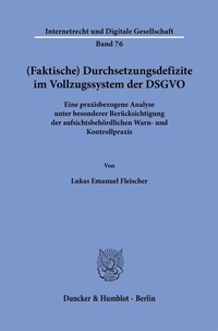 Abbildung von: (Faktische) Durchsetzungsdefizite im Vollzugssystem der DSGVO - Duncker & Humblot