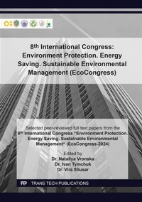 Abbildung von: 8th International Congress: Environment Protection. Energy Saving. Sustainable Environmental Management (EcoCongress) - Trans Tech Publications Ltd