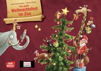 Abbildung von: Das große Weihnachtsfest im Zoo. Kamishibai Bildkartenset - Don Bosco Medien