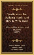 Cover: Specifications For Building Words, And How To Write Them - Kessinger Publishing
