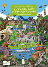 Bild vergrößern Bild: Mein Zoologischer Stadtgarten Karlsruhe - Wimmelbilderbuch für Kinder mit liebevollen Illusttrationen von Heiko Wrusch - J.P. Bachem Verlag