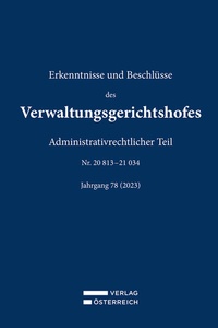 Abbildung von: Erkenntnisse und Beschlüsse des Verwaltungsgerichtshofes - Verlag Österreich