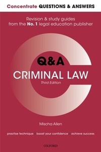 Enlarge image Cover: Concentrate Questions and Answers Criminal Law - OUP Oxford