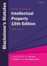 Abbildung von: Blackstone's Statutes on Intellectual Property - OUP Oxford