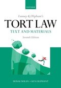 Cover: Lunney & Oliphant's Tort Law - OUP Oxford