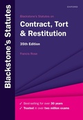Cover: Blackstone's Statutes on Contract, Tort & Restitution - OUP Oxford