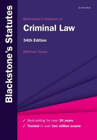 Abbildung von: Blackstone's Statutes on Criminal Law - OUP Oxford