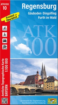 Abbildung von: ATK100-10 Regensburg (Amtliche Topographische Karte 1:100000) - Landesamt für Digitalisierung, Breitband und Vermessung, Bayern