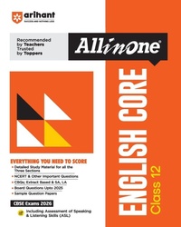 Enlarge image Cover: Arihant All in One English Core Class 12 for Cbse Exams 2025-26 Simplified Theory, Topicwise Illustrations & Practice Questions, All Types of Exam Pattern Questions, Cbqs, MCQS, A-R, Case Based, Sample Question Papers, Board Questions Upto 2025, Mind Maps, & Project Work - Arihant Publications India Limited