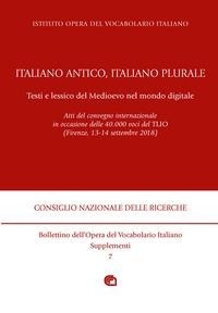 Abbildung von: Italiano antico, italiano plurale. Testi e lessico del Medioevo nel mondo digitale. Atti del convegno (Firenze, 13-14 settembre 2018) - Bollettino dell'opera del vocabolario italiano. Supplemento;Edizioni dell'Orso