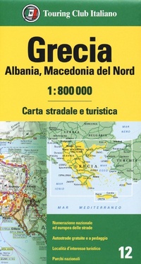 Abbildung von: Grecia, Albania ,Macedonia del Nord 1:800.000. Carta stradale e turistica - Carte d'Europa 1:800.000;Touring