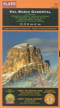 Abbildung von: Val Badia. Le Tofane. Sasso della Croce. Gruppo del Sella. Le Odle. Plan de Corones 1:25.000. Ediz. italiana, inglese e tedesca - 4Land