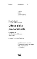 Cover: Difesa della proporzionale. Il dibattito ne 'La Rivoluzione Liberale' 1922-1925 - Gobettiana;Aras Edizioni