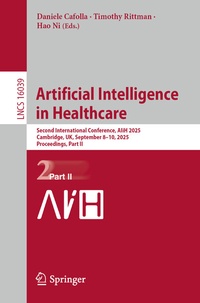 Enlarge image Cover: Artificial Intelligence in Healthcare - Springer