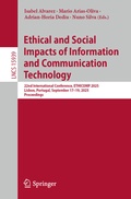 Cover: Ethical and Social Impacts of Information and Communication Technology - Springer