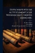 Cover: Zeitschrift fA1/4r die Alttestamentliche Wissenschaft, vierter Jahrgang - Hutson Street Press