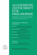 Cover: Allgemeine Zeitschrift f&uuml;r Philosophie: Heft 50.2/2025 - frommann-holzboog Verlag AZP