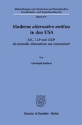 Abbildung von: Moderne >alternative entities< in den USA - Duncker & Humblot