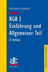 Abbildung von: BGB I: Einführung und Allgemeiner Teil - Mohr Siebeck