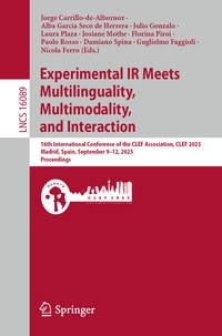 Abbildung von: Experimental IR Meets Multilinguality, Multimodality, and Interaction - Springer