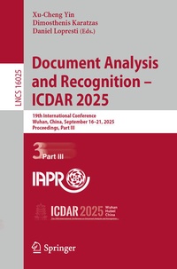 Enlarge image Cover: Document Analysis and Recognition - ICDAR 2025 - Springer