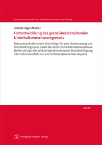 Abbildung von: Fortentwicklung des grenzüberschreitenden Unterhaltsvorschussregresses - Wolfgang Metzner Verlag