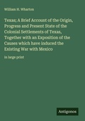 Cover: Texas; A Brief Account of the Origin, Progress and Present State of the Colonial Settlements of Texas, Together with an Exposition of the Causes which have induced the Existing War with Mexico - Antigonos Verlag