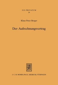 Bild: Der Aufrechnungsvertrag - Mohr Siebeck