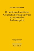 Abbildung von: Der wettbewerbsrechtliche Gewinnabschöpfungsanspruch im europäischen Rechtsvergleich - Mohr Siebeck
