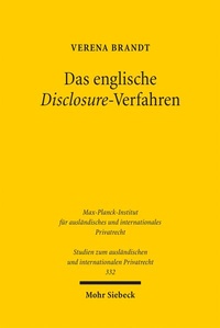 Abbildung von: Das englische Disclosure-Verfahren - Mohr Siebeck
