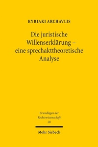 Bild: Die juristische Willenserklärung - eine sprechakttheoretische Analyse - Mohr Siebeck