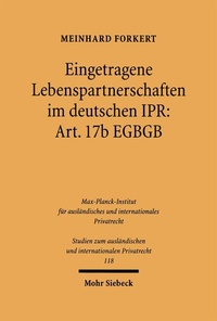 Bild: Eingetragene Lebenspartnerschaften im deutschen IPR: Art. 17b EGBGB - Mohr Siebeck