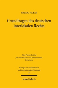 Abbildung von: Grundfragen des deutschen interlokalen Rechts - Mohr Siebeck