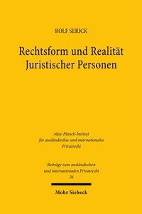 Abbildung von: Rechtsform und Realität Juristischer Personen - Mohr Siebeck
