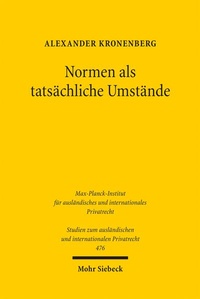 Abbildung von: Normen als tatsächliche Umstände - Mohr Siebeck