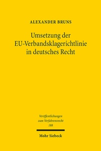 Abbildung von: Umsetzung der EU-Verbandsklagerichtlinie in deutsches Recht - Mohr Siebeck