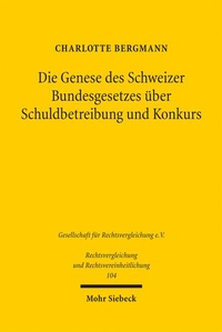 Abbildung von: Die Genese des Schweizer Bundesgesetzes über Schuldbetreibung und Konkurs - Mohr Siebeck