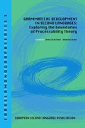 Cover: Grammatical development in second languages. Exploring the boundaries of Processability Theory - Lulu.com