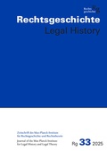 Cover: Rechtsgeschichte -Legal History (RG) Band 33, 2025 - Vittorio Klostermann Verlag