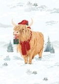 Cover: Festive Highland Cow Small Boxed Holiday Cards (20 Cards, 21 Self-Sealing Envelopes) - Peter Pauper Press