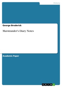 Enlarge image Cover: Marstrander's Diary Notes - GRIN Verlag