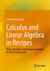 Enlarge image Cover: Calculus and Linear Algebra in Recipes - Springer