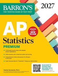 Enlarge image Cover: AP Statistics Premium, 2027: 9 Practice Tests + Comprehensive Review + Online Practice - Barrons Educational Services