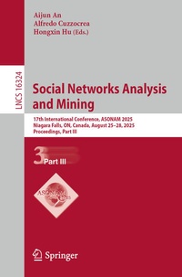 Enlarge image Cover: Social Networks Analysis and Mining - Springer