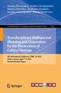 Cover: Transdisciplinary Multispectral Modeling and Cooperation for the Preservation of Cultural Heritage - Springer