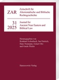 Cover: Zeitschrift f&uuml;r Altorientalische und Biblische Rechtsgeschichte 31 (2025) - Harrassowitz Verlag