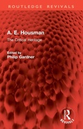 Cover: A. E. Housman - Routledge