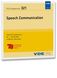 Enlarge image Cover: ITG-Fb. 321: Speech Communication - VDE Verlag